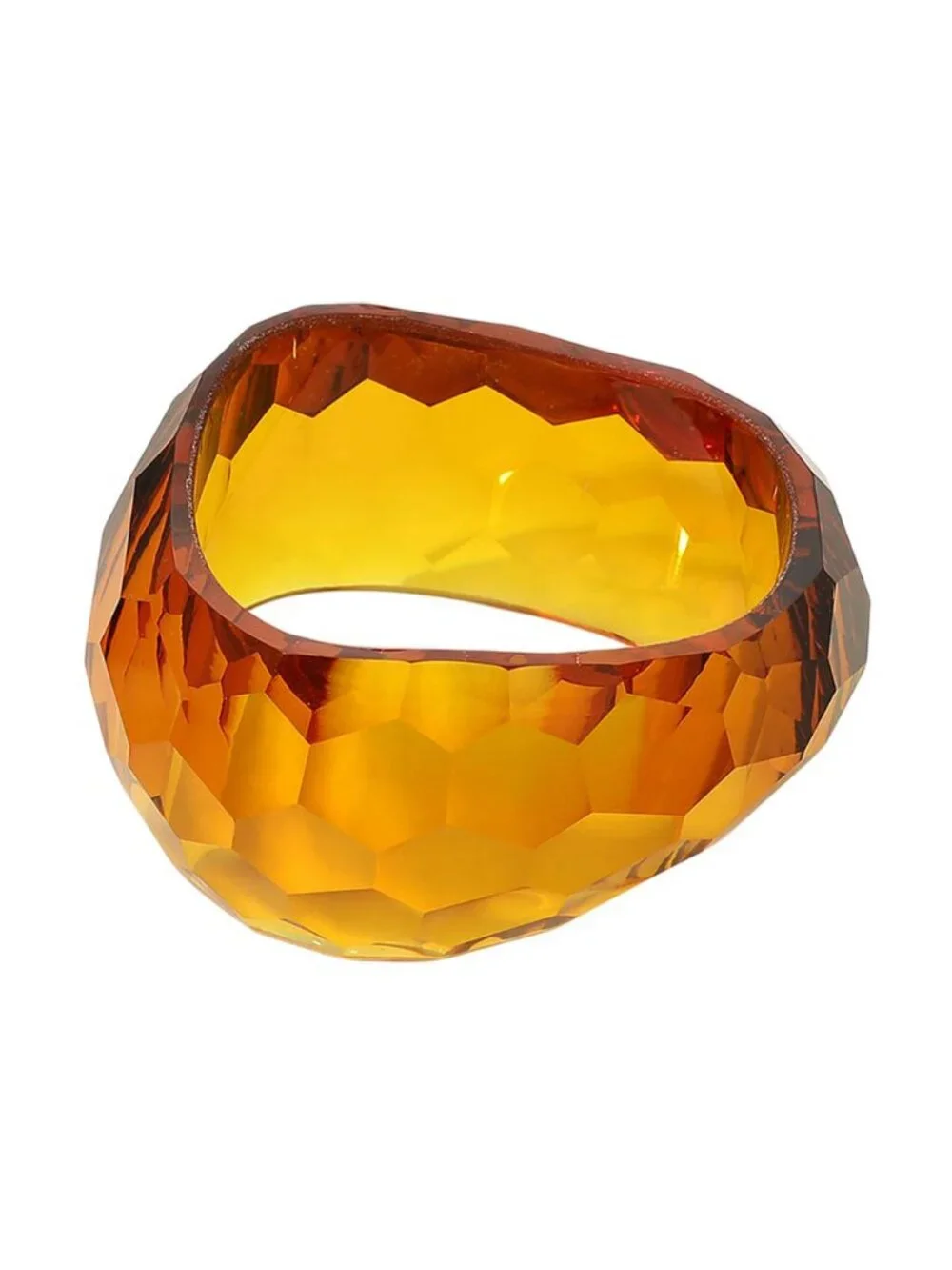 Tigerstars Bold Brown Geometric Faceted Chunky Statement Bangle Bracelet